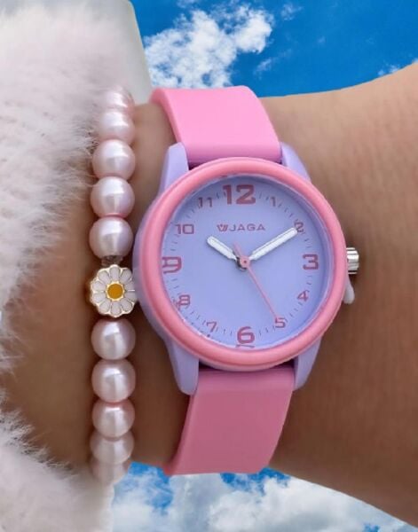 Jaga JL AQ1247-4GJG-D7 640511 7-12 Yaş Pembe Mavi Renkli Silikon Çocuk Kol Saati