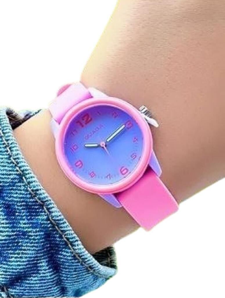 Jaga JL AQ1247-4GJG-D7 640511 7-12 Yaş Pembe Mavi Renkli Silikon Çocuk Kol Saati