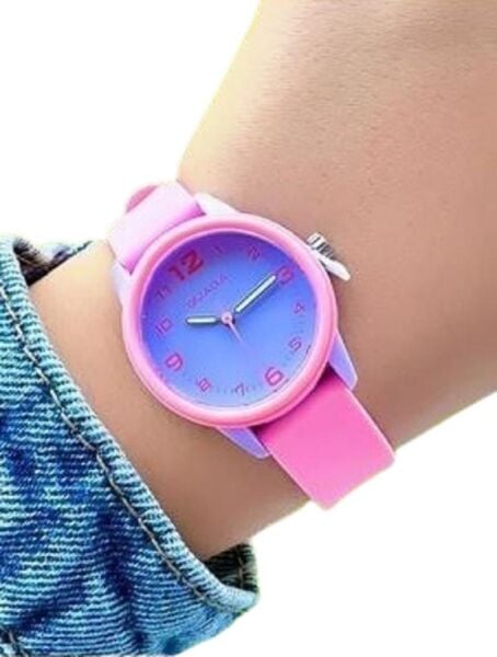 Jaga JL AQ1247-4GJG-D7 640511 7-12 Yaş Pembe Mavi Renkli Silikon Çocuk Kol Saati