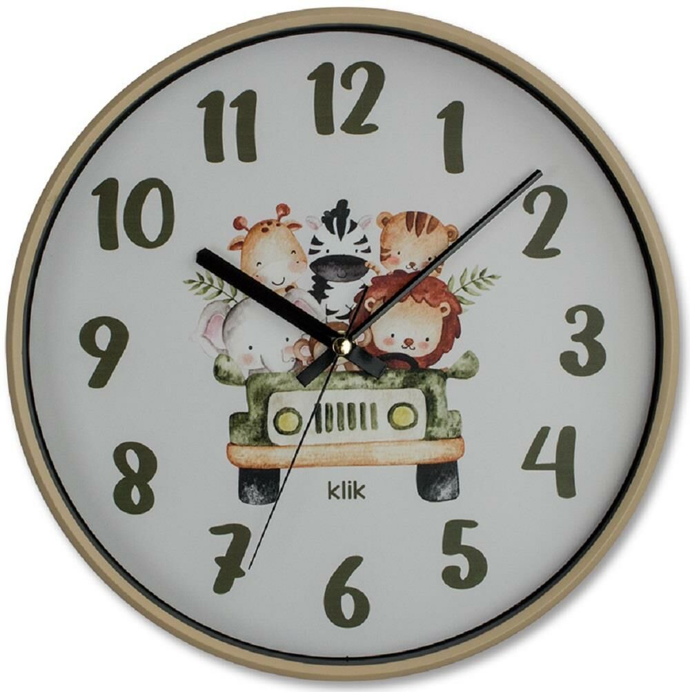 Klik Slim Safari Desenli Çocuk Odası Duvar Saati