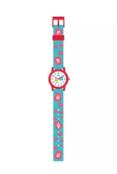 Q&Q V23A-003VY Çiçek Ayıcık Desenli Silikon 10 Atm Su Geçirmez Çocuk Kol Saati