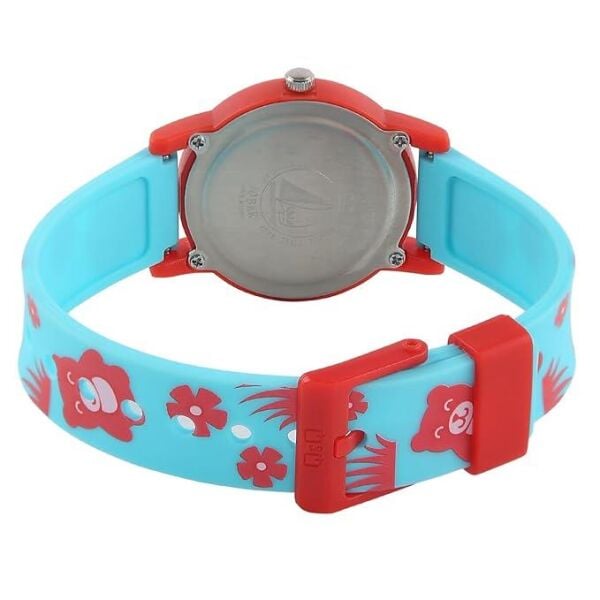 Q&Q V23A-003VY Çiçek Ayıcık Desenli Silikon 10 Atm Su Geçirmez Çocuk Kol Saati