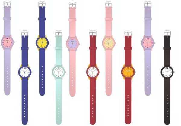 Jaga JL AQ1247-4GKG-2D5A 6511 7-12 Yaş Pembe Sarı Renkli Silikon Çocuk Kol Saati