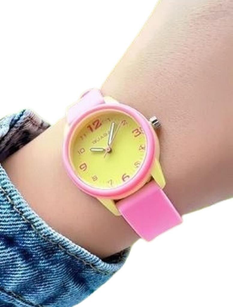 Jaga JL AQ1247-4GKG-2D5A 6511 7-12 Yaş Pembe Sarı Renkli Silikon Çocuk Kol Saati