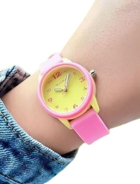Jaga JL AQ1247-4GKG-2D5A 6511 7-12 Yaş Pembe Sarı Renkli Silikon Çocuk Kol Saati