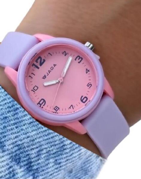 Jaga JL AQ1247-4JGJ-D3 640511 7-12 Yaş Pembe Mor Renkli Silikon Çocuk Kol Saati