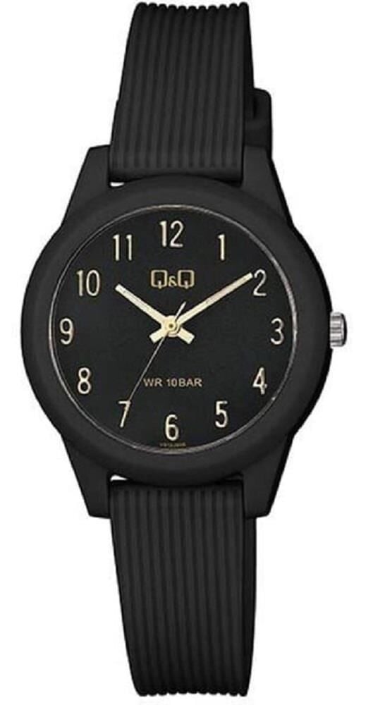 Q&Q VS13J009Y Siyah-Gold Silikon 10 Bar Su Geçirmez Çocuk Kol Saati