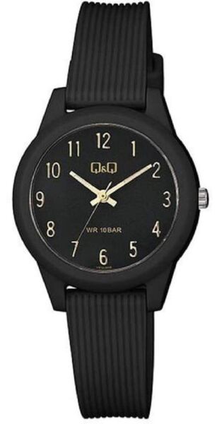 Q&Q VS13J009Y Siyah-Gold Silikon 10 Bar Su Geçirmez Çocuk Kol Saati