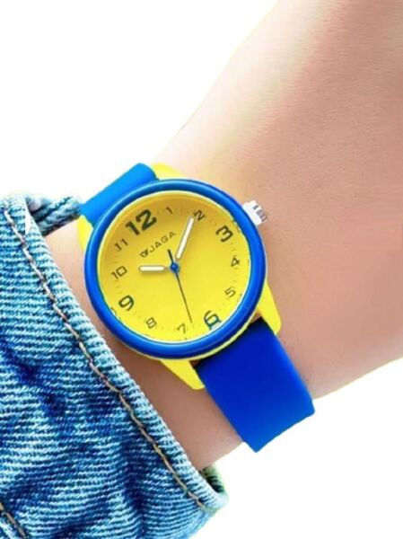 Jaga JL AQ1247-4EKE-D5B 64511 7-12 Yaş Sarı Lacivert Renkli Silikon Çocuk Kol Saati