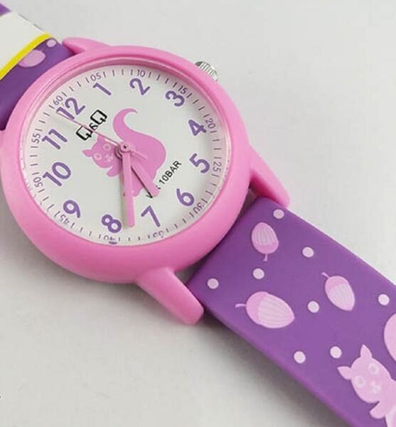 Q&Q V23A-007VY Sincap Desenli Silikon 10 Atm Su Geçirmez Çocuk Kol Saati