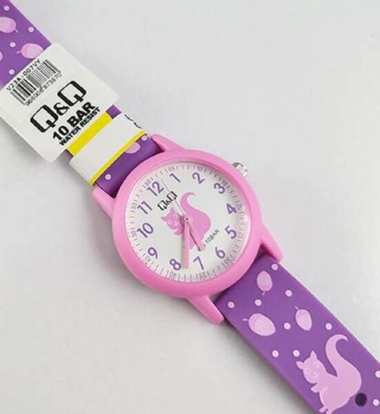 Q&Q V23A-007VY Sincap Desenli Silikon 10 Atm Su Geçirmez Çocuk Kol Saati