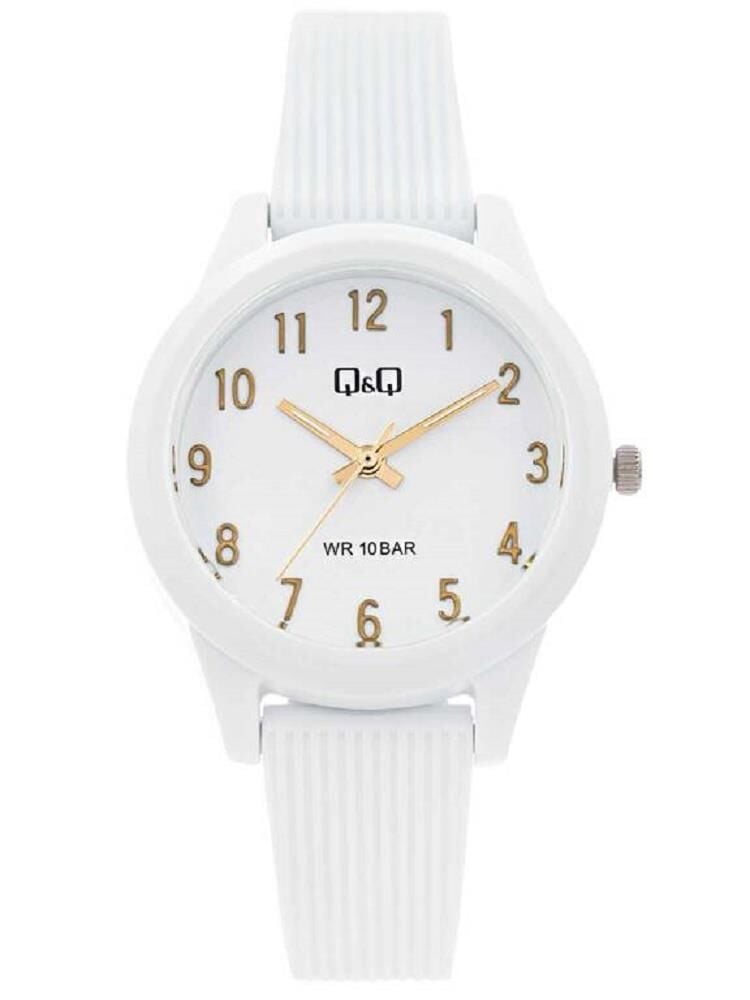 Q&Q VS13J008Y Beyaz-Gold Silikon 10 Bar Su Geçirmez Çocuk Kol Saati