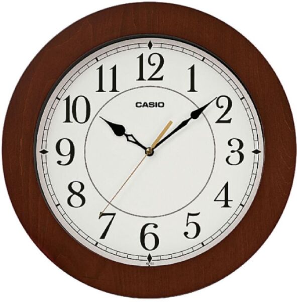 Casio IQ-133-5DF Plastik Kasa Kahverengi Renkli 36 cm Çaplı Modern Quartz Saniye Mekanizmalı Duvar Saati