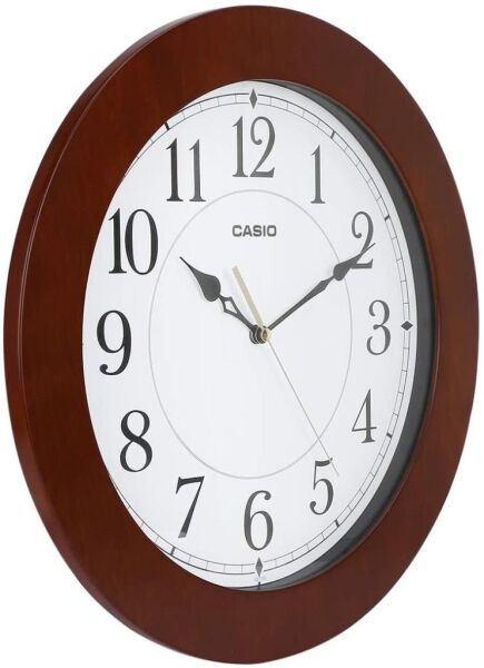 Casio IQ-133-5DF Plastik Kasa Kahverengi Renkli 36 cm Çaplı Modern Quartz Saniye Mekanizmalı Duvar Saati