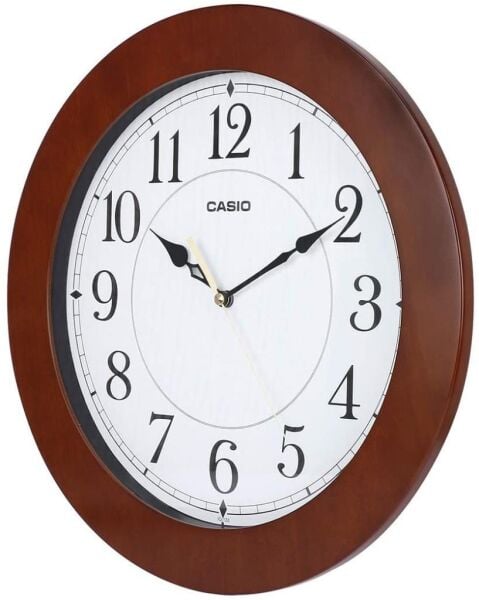 Casio IQ-133-5DF Plastik Kasa Kahverengi Renkli 36 cm Çaplı Modern Quartz Saniye Mekanizmalı Duvar Saati