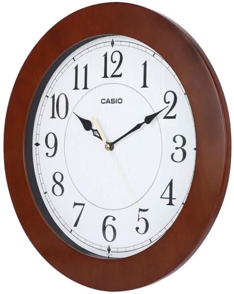 Casio IQ-133-5DF Plastik Kasa Kahverengi Renkli 36 cm Çaplı Modern Quartz Saniye Mekanizmalı Duvar Saati