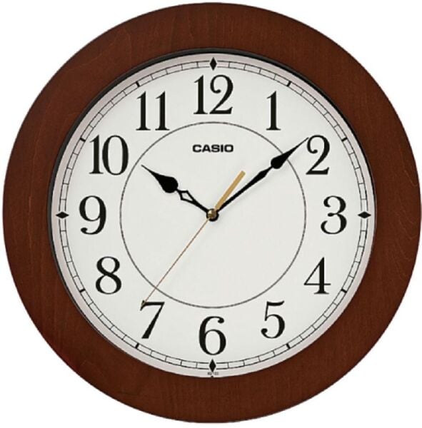Casio IQ-133-5DF Plastik Kasa Kahverengi Renkli 36 cm Çaplı Modern Quartz Saniye Mekanizmalı Duvar Saati