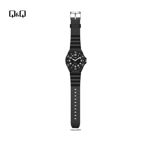 Q&Q VS44J003Y Fosforlu Siyah Renkli Silikon 10 Bar Su Geçirmez Genç Kol Saati