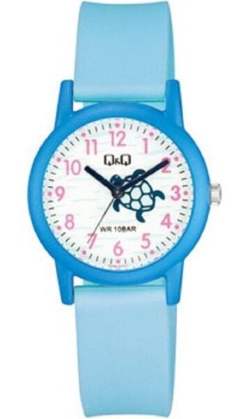 Q&Q V23A-011VY Kablımbağa Desenli Silikon 10 Atm Su Geçirmez Çocuk Kol Saati