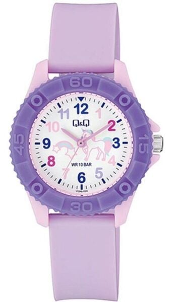 Q&Q VQ96J026Y At Desenli Silikon 10 Atm Su Geçirmez Çocuk Kol Saati