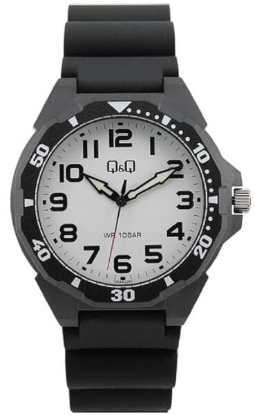 Q&Q VS44J001Y Siyah Renkli Silikon 10 Bar Su Geçirmez Genç Kol Saati