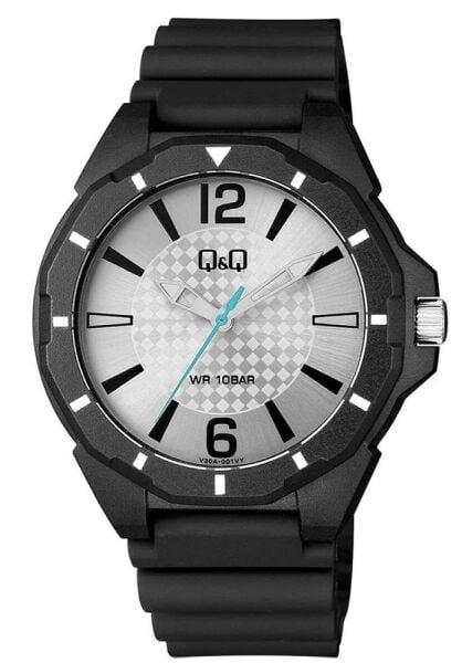 Q&Q V30A-001VY Siyah Renkli Silikon 10 Atm Su Geçirmez Genç Kol Saati