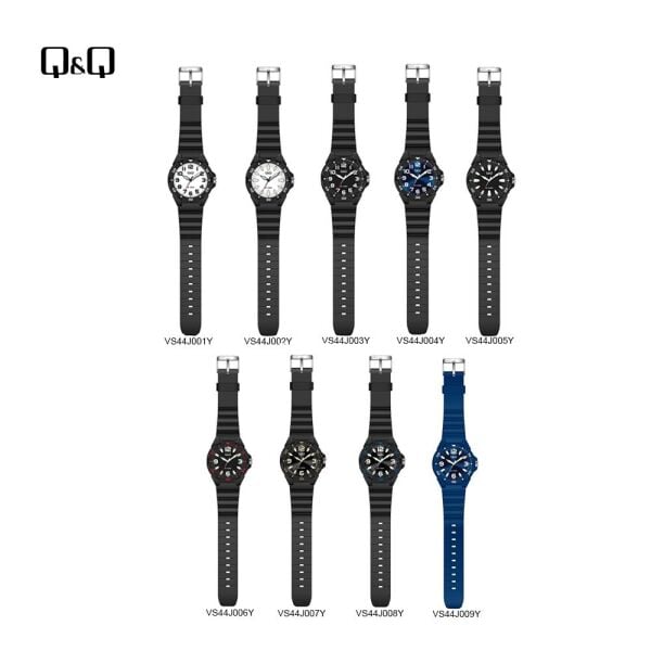 Q&Q V30A-001VY Siyah Renkli Silikon 10 Atm Su Geçirmez Genç Kol Saati