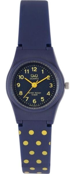 Q&Q VP47J030Y Lacivert Sarı Puanlı Silikon 10 Atm Su Geçirmez Çocuk Kol Saati