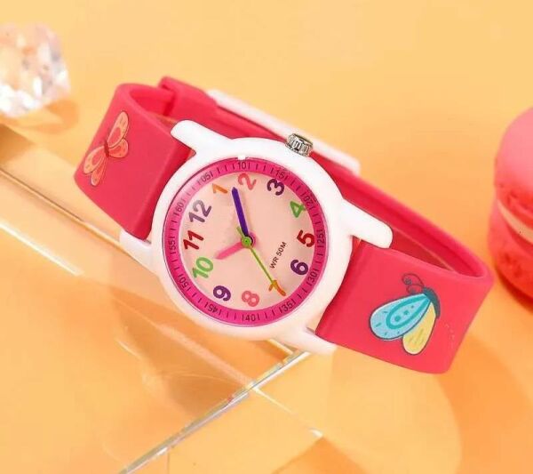 Daniel Klein DK.2157-4 Pembe Silikon Kordonlu Eğitici Rakamlı Kelebekli Figürlü Kız Çocuk Kol Saati