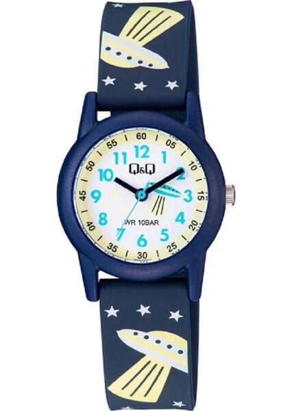 Q&Q V22A-020VY Uzay Desenli Silikon 10 Atm Su Geçirmez Çocuk Kol Saati
