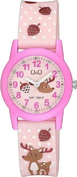 Q&Q V22A-015VY Geyik Desenli Silikon 10 Atm Su Geçirmez Çocuk Kol Saati