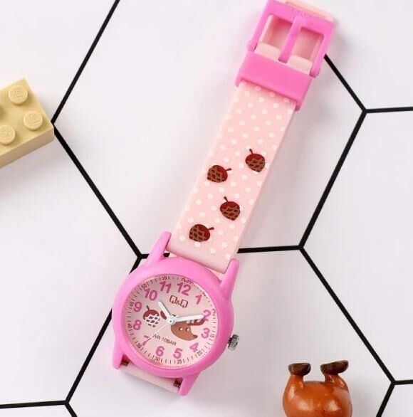 Q&Q V22A-015VY Geyik Desenli Silikon 10 Atm Su Geçirmez Çocuk Kol Saati