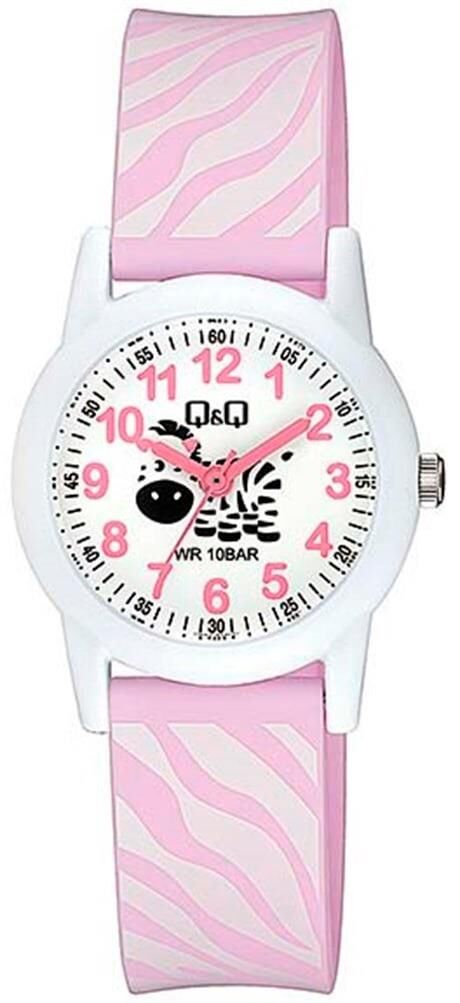 Q&Q V22A-013VY Zebra Desenli Silikon 10 Atm Su Geçirmez Çocuk Kol Saati