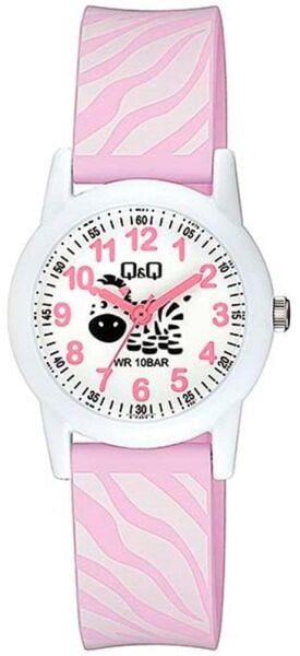 Q&Q V22A-013VY Zebra Desenli Silikon 10 Atm Su Geçirmez Çocuk Kol Saati