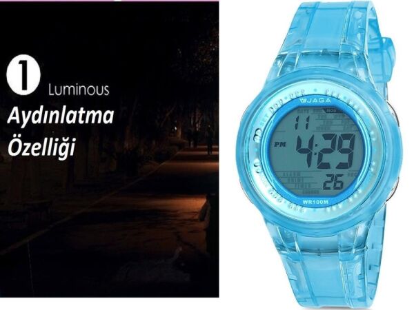 Jaga M762 OEEE-4-DS 7-12 Yaş Alarm Kronometre Aydınlatmalı Dijital Çocuk Kol Saati