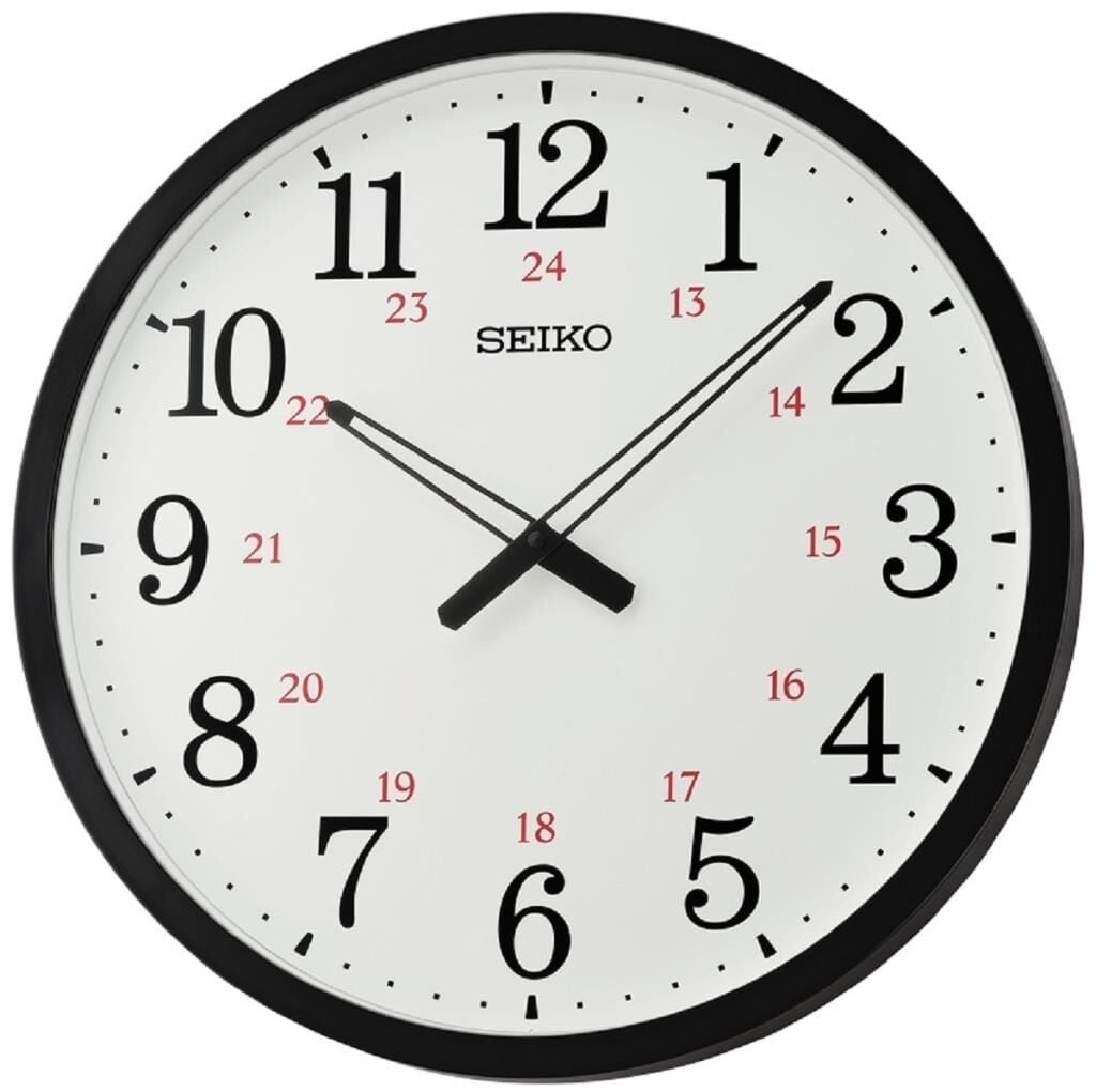 Seiko QXA819K Plastik Kasa Siyah Renkli 50.8 cm Çaplı 24 Saat Dilimli Salon Ofis Modern Sessiz Saniye Mekanizmalı Duvar Saati