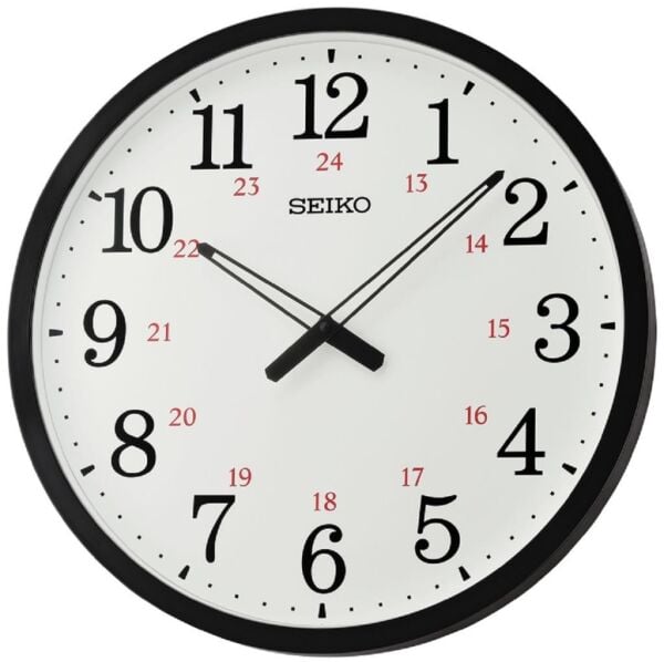 Seiko QXA819K Plastik Kasa Siyah Renkli 50.8 cm Çaplı 24 Saat Dilimli Salon Ofis Modern Sessiz Saniye Mekanizmalı Duvar Saati