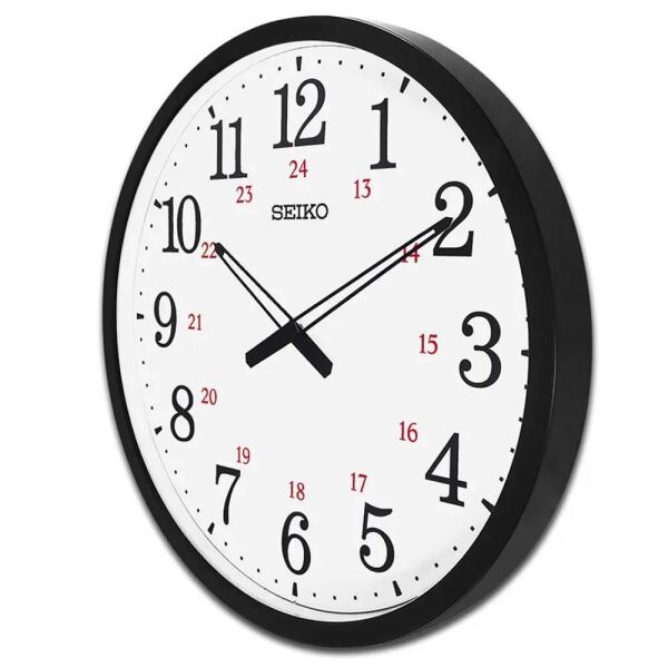 Seiko QXA819K Plastik Kasa Siyah Renkli 50.8 cm Çaplı 24 Saat Dilimli Salon Ofis Modern Sessiz Saniye Mekanizmalı Duvar Saati