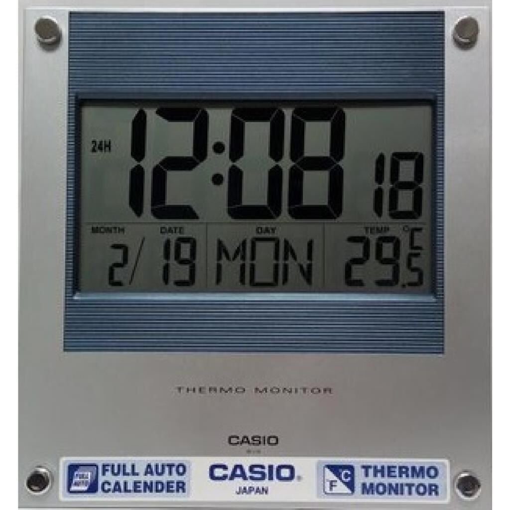 Casio ID-11S-2DF Plastik Kasa Kahverengi Renkli 22 x 23.7 cm Çaplı Isı ve Nem Ölçerli Takvimli Dijital Masa ve Duvar Saati