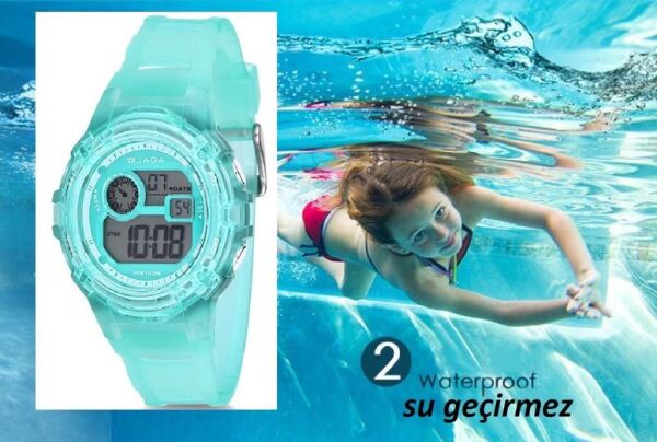 Jaga M872A-0FFF-2 7-12 Yaş Alarm Kronometre Aydınlatmalı Dijital Çocuk Kol Saati