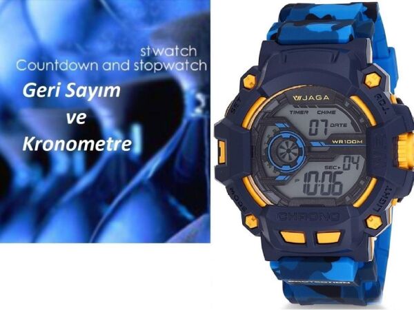 Jaga M1105-0EKE-3 Alarm Kronometre Aydınlatmalı Dijital Genç Kol Saati
