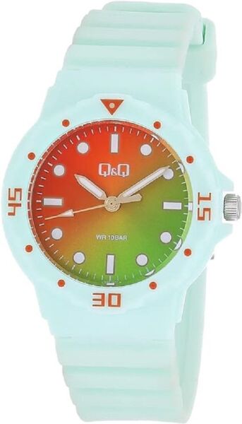 Q&Q VR19J022Y Yeşil Renkli Silikon 10 Atm Su Geçirmez Çocuk Kol Saati