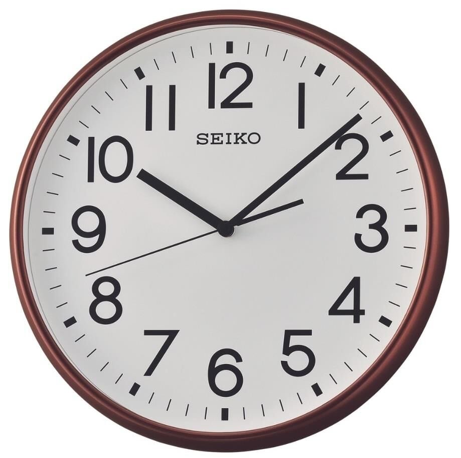 Seiko QXA677B Plastik Kasa Kahverengi Renkli 35 cm Çaplı Modern Dekoratif Sessiz Saniye Mekanizmalı Duvar Saati
