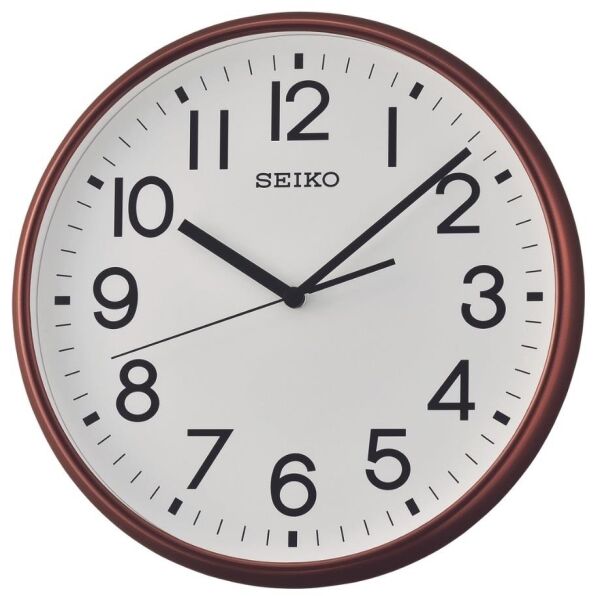 Seiko QXA677B Plastik Kasa Kahverengi Renkli 35 cm Çaplı Modern Dekoratif Sessiz Saniye Mekanizmalı Duvar Saati