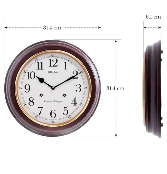 Seiko Clocks QXH202Z Westminster Çanlı Ahsap Kasa Kızılağaç Duvar Saati