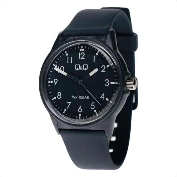 Q&Q V00A-003VY Lacivert Renkli Silikon 10 Bar Su Geçirmez Genç Kol Saati