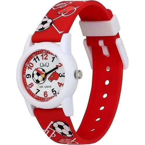 Q&Q V22A-010VY Futbol Topu Desenli Silikon 10 Atm Su Geçirmez Çocuk Kol Saati