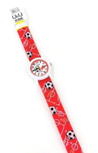 Q&Q V22A-010VY Futbol Topu Desenli Silikon 10 Atm Su Geçirmez Çocuk Kol Saati