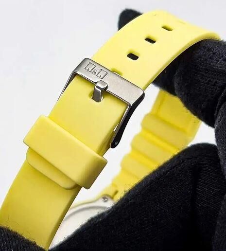 Q&Q V07A-009VY Sarı Renkli Silikon 10 Atm Su Geçirmez Çocuk Kol Saati
