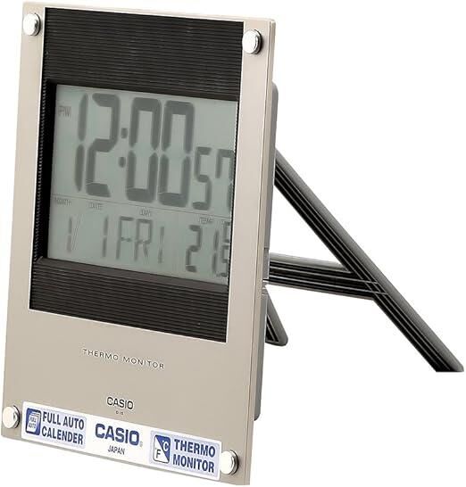 Casio ID-11S-1D Plastik Kasa Kahverengi Renkli 22 x 23.7 cm Çaplı Isı ve Nem Ölçerli Takvimli Dijital Masa ve Duvar Saati